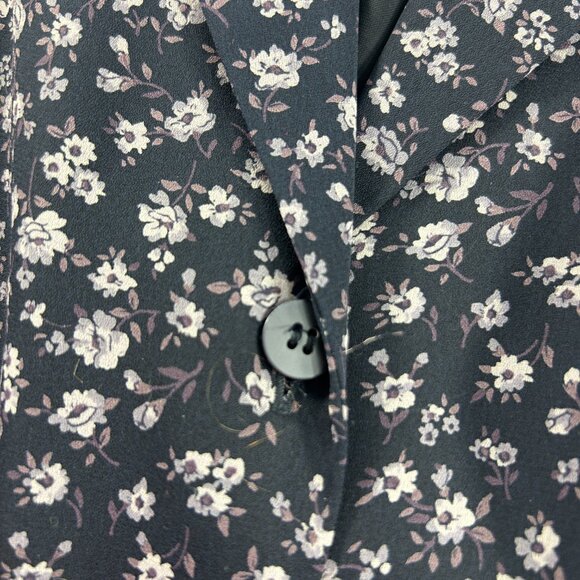 Chaus Woman Size 22 Dress Navy Blue Floral Short Sleeve Lined Button Front New - Picture 4 of 9